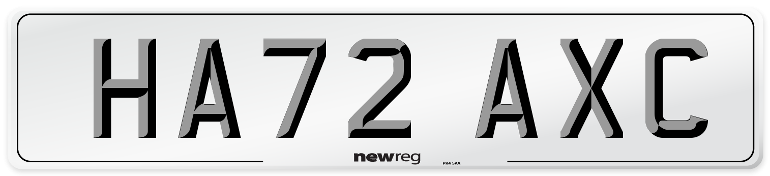 HA72 AXC Front Number Plate