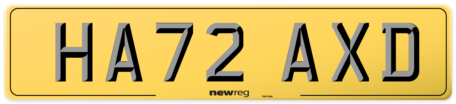 HA72 AXD Rear Number Plate