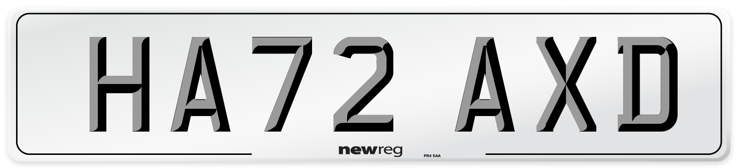 HA72 AXD Front Number Plate