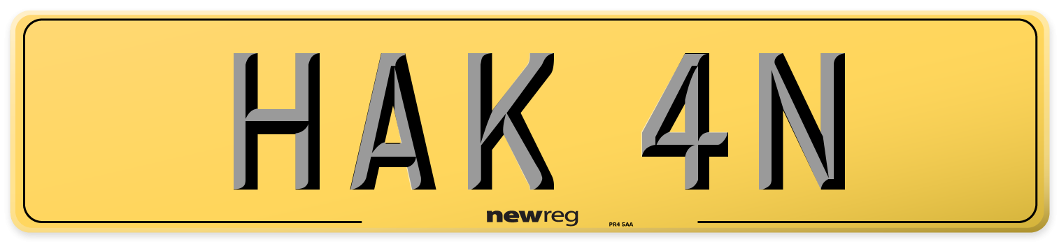 HAK 4N Rear Number Plate