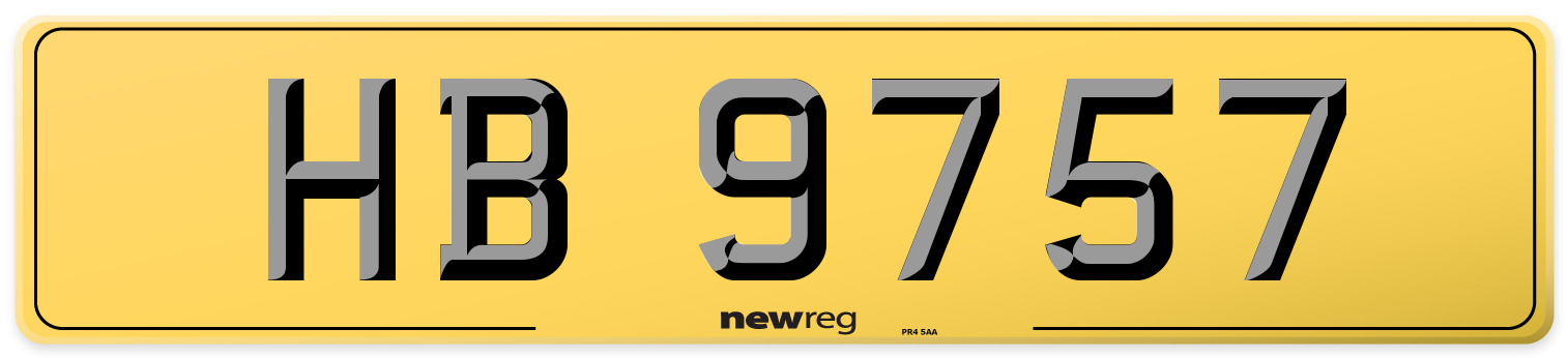 HB 9757 Rear Number Plate