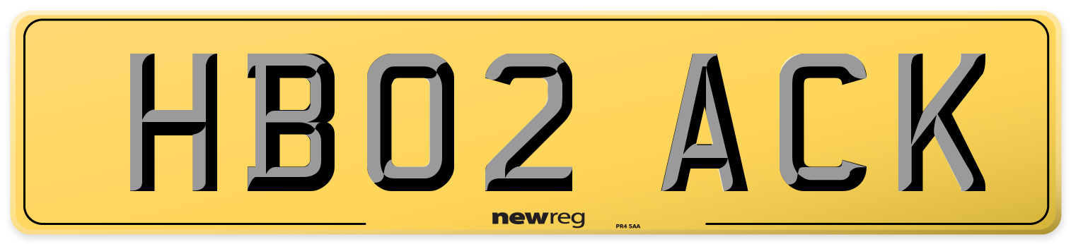 HB02 ACK Rear Number Plate
