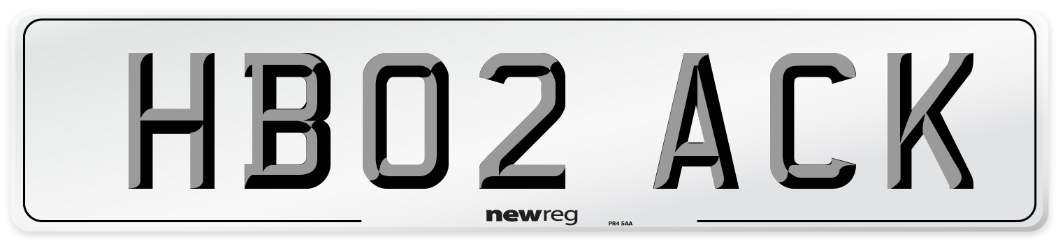 HB02 ACK Front Number Plate