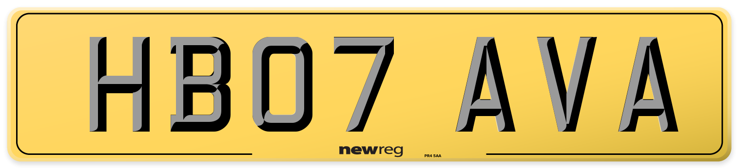 HB07 AVA Rear Number Plate