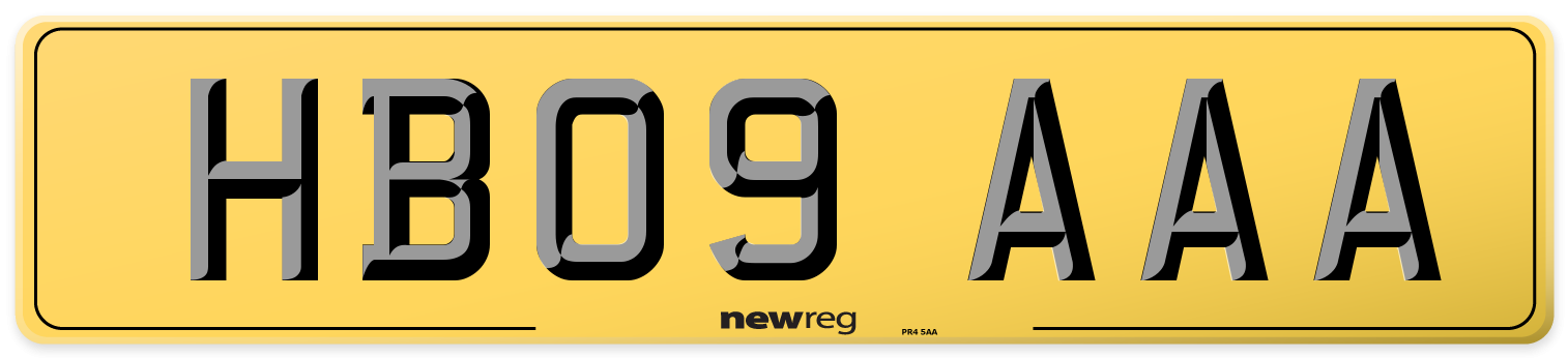 HB09 AAA Rear Number Plate