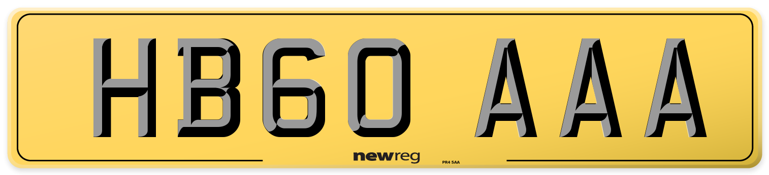 HB60 AAA Rear Number Plate