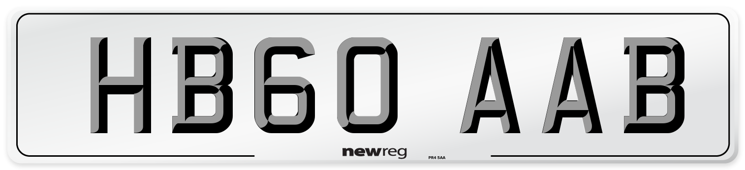 HB60 AAB Front Number Plate