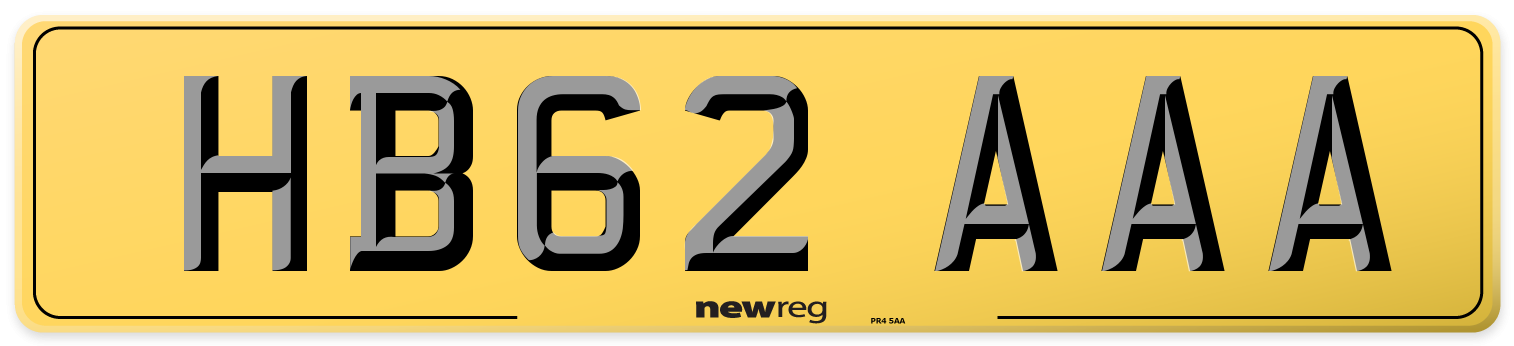 HB62 AAA Rear Number Plate