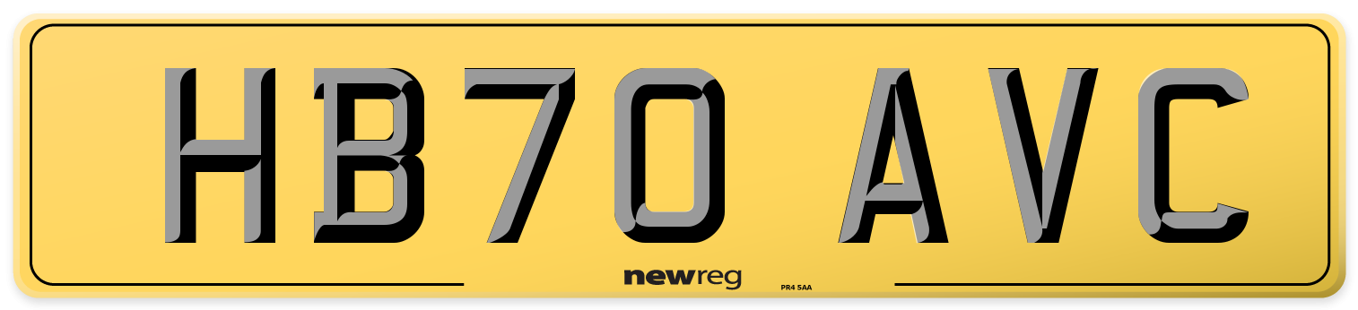 HB70 AVC Rear Number Plate