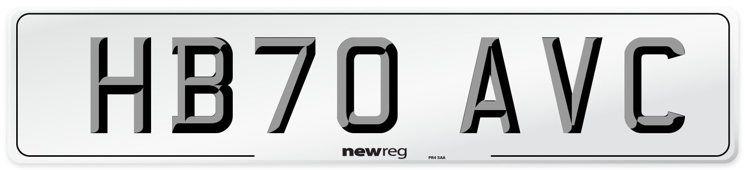 HB70 AVC Front Number Plate