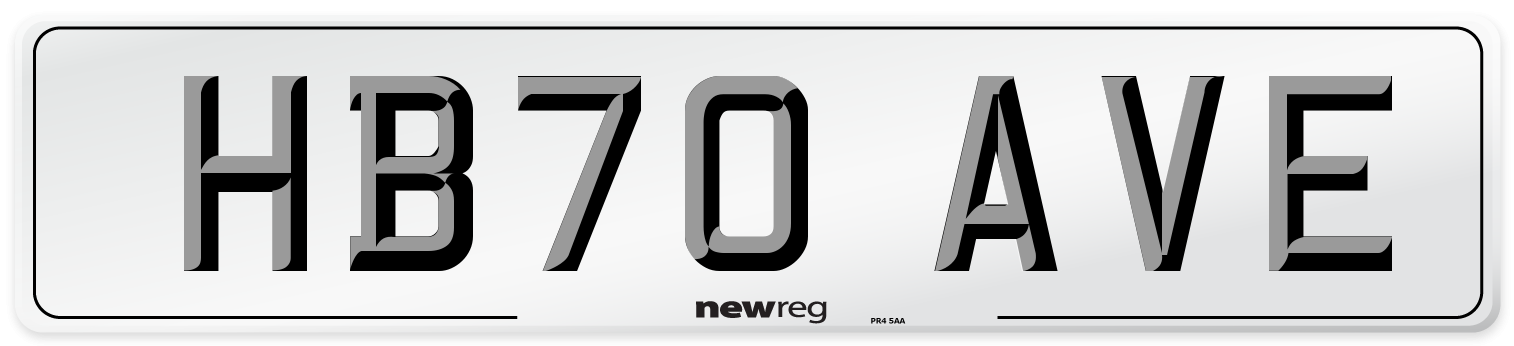 HB70 AVE Front Number Plate