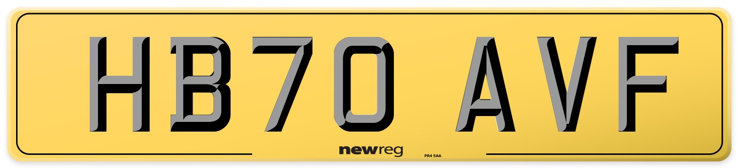 HB70 AVF Rear Number Plate