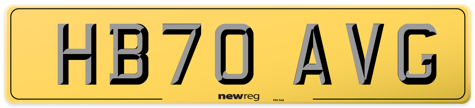 HB70 AVG Rear Number Plate