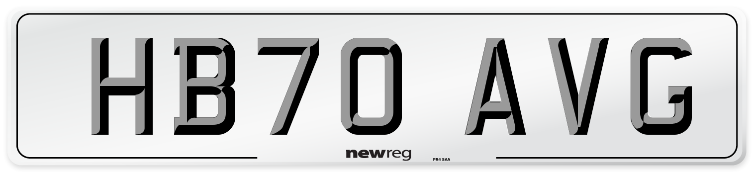 HB70 AVG Front Number Plate