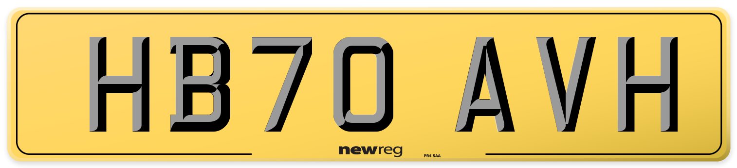 HB70 AVH Rear Number Plate