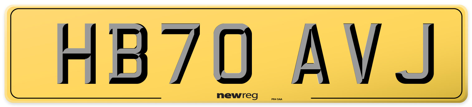 HB70 AVJ Rear Number Plate