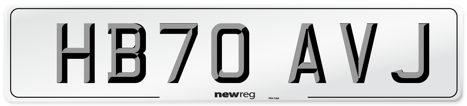 HB70 AVJ Front Number Plate