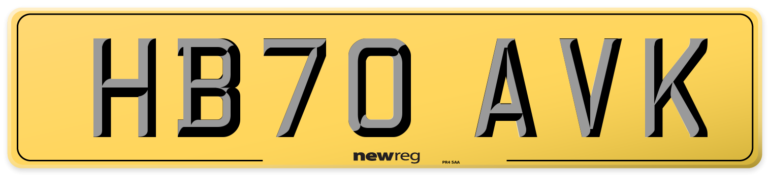 HB70 AVK Rear Number Plate