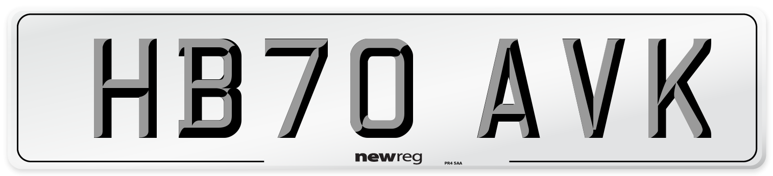 HB70 AVK Front Number Plate