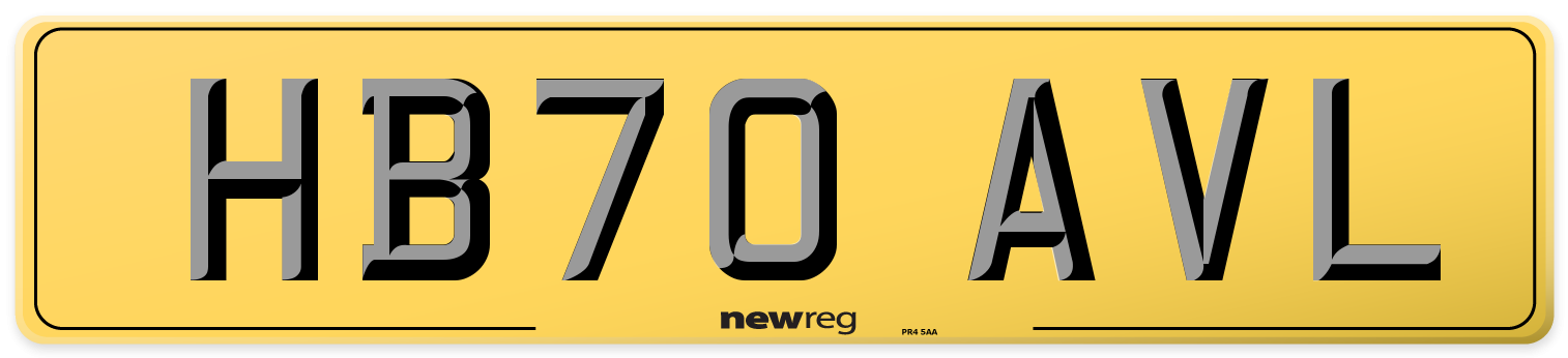 HB70 AVL Rear Number Plate