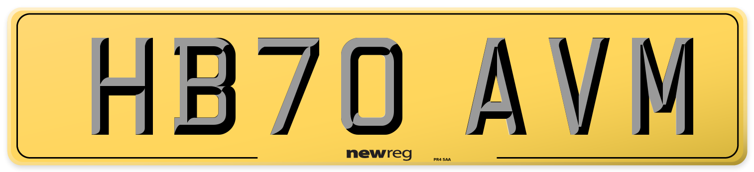 HB70 AVM Rear Number Plate