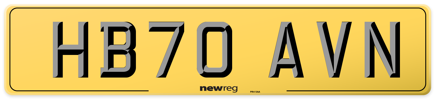 HB70 AVN Rear Number Plate