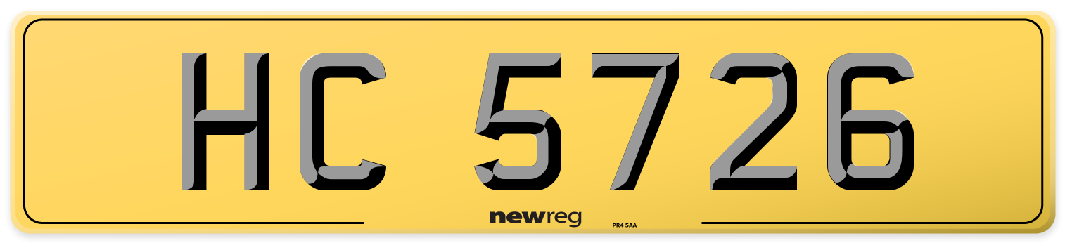 HC 5726 Rear Number Plate