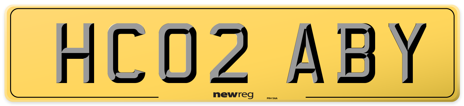 HC02 ABY Rear Number Plate