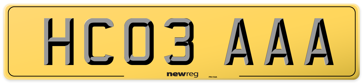 HC03 AAA Rear Number Plate