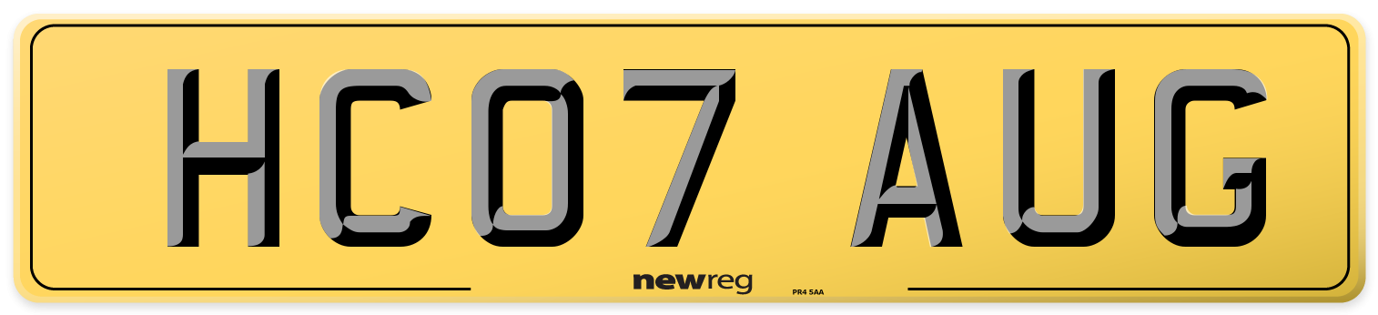HC07 AUG Rear Number Plate