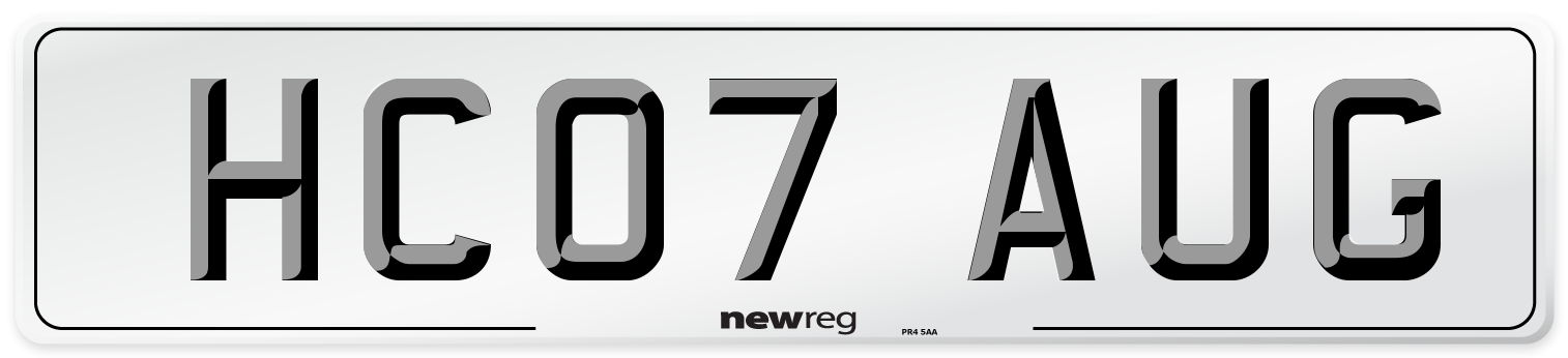 HC07 AUG Front Number Plate