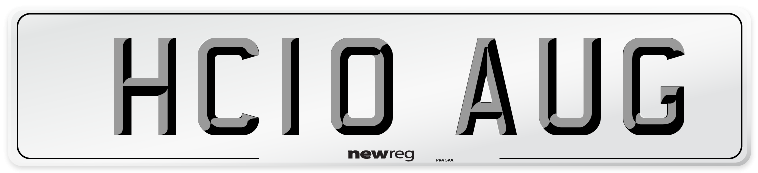 HC10 AUG Front Number Plate