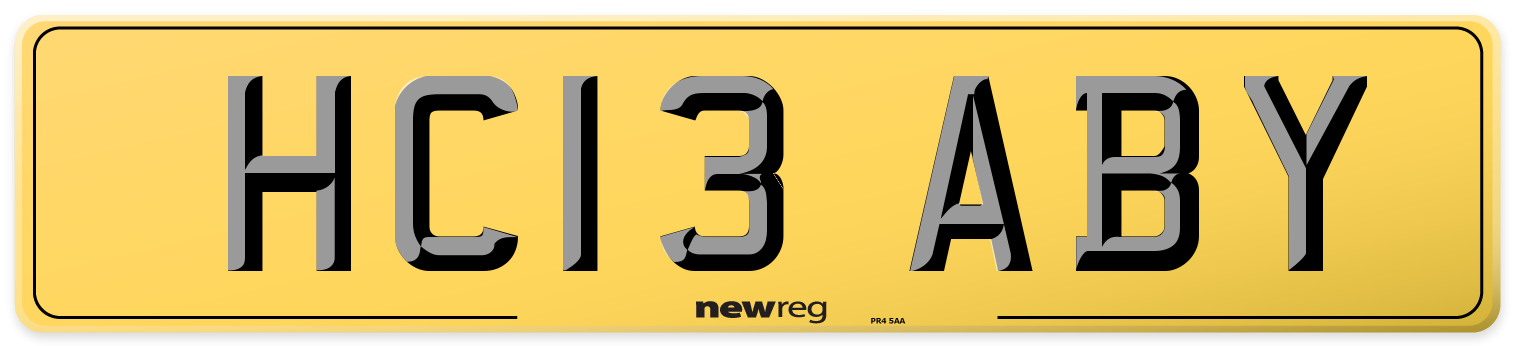 HC13 ABY Rear Number Plate