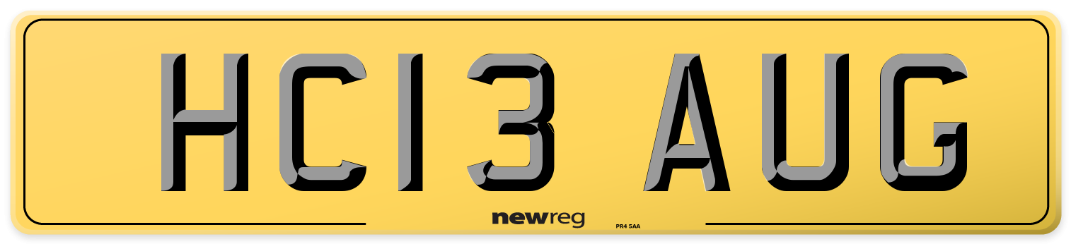 HC13 AUG Rear Number Plate