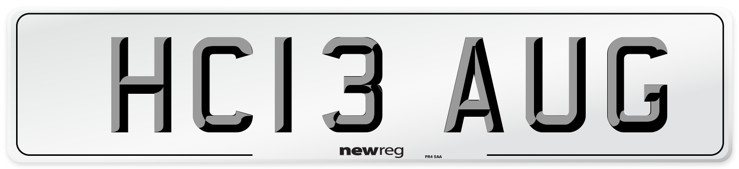 HC13 AUG Front Number Plate