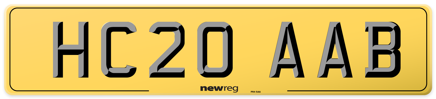 HC20 AAB Rear Number Plate