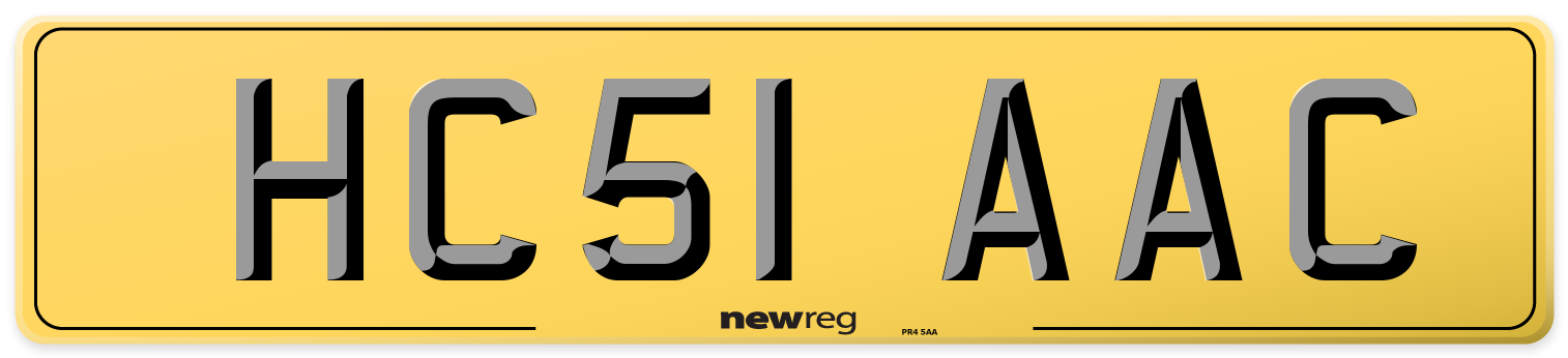 HC51 AAC Rear Number Plate