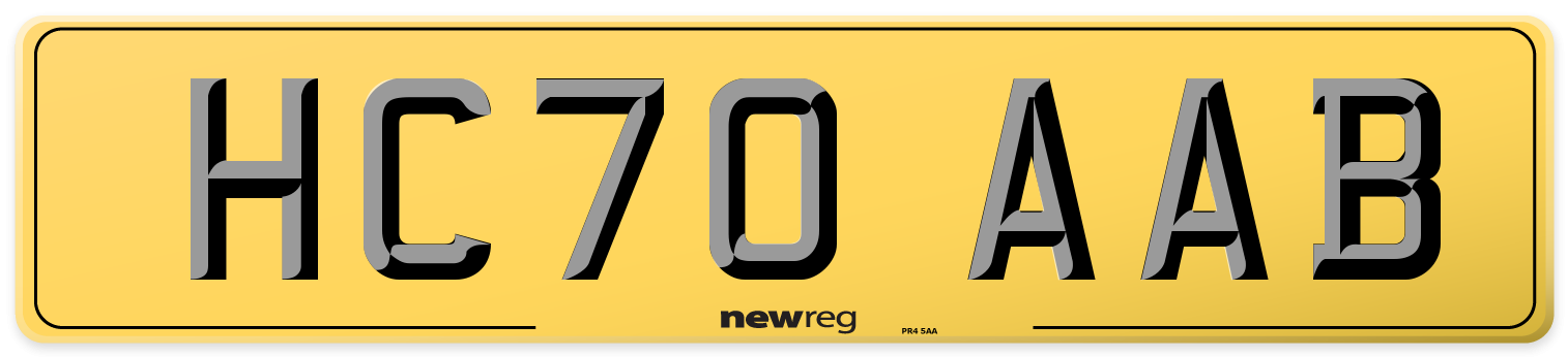 HC70 AAB Rear Number Plate