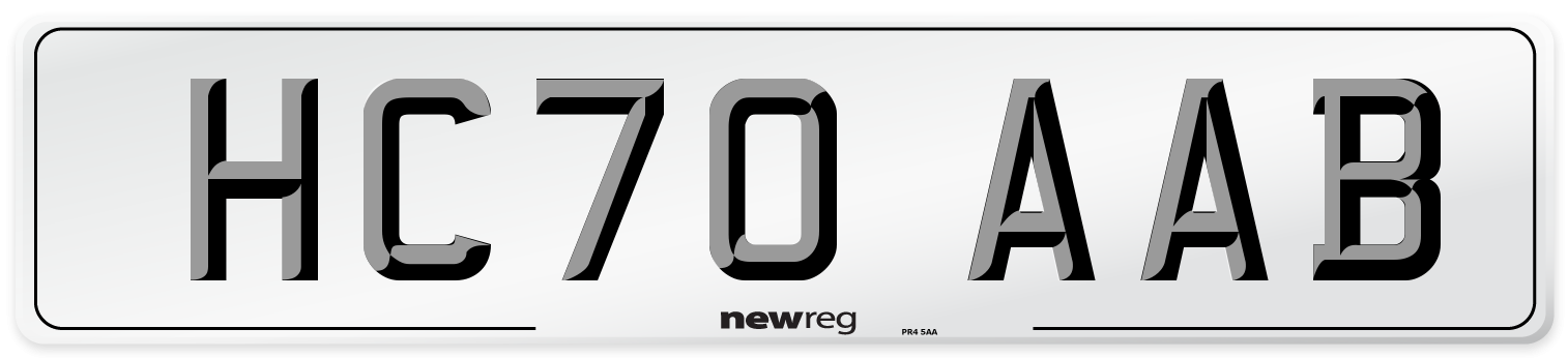 HC70 AAB Front Number Plate
