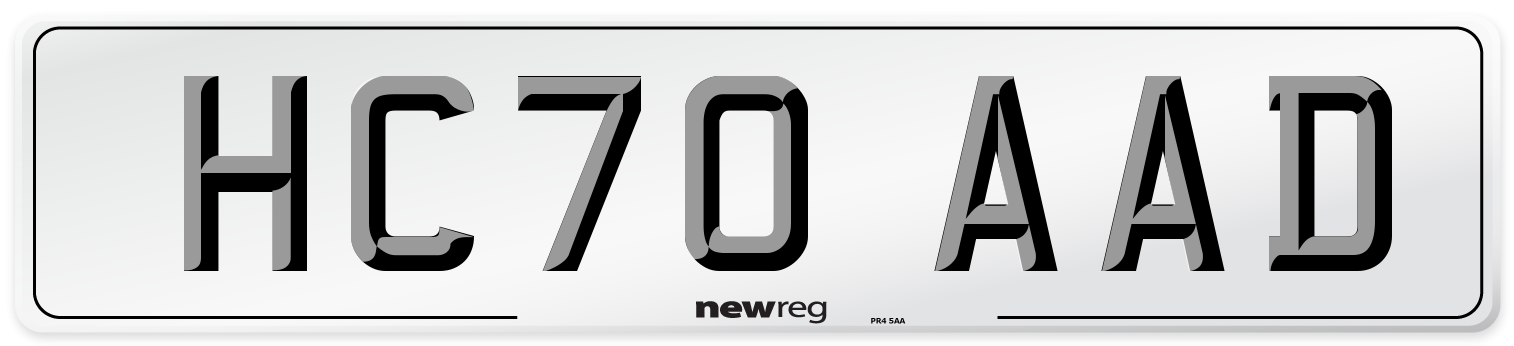 HC70 AAD Front Number Plate