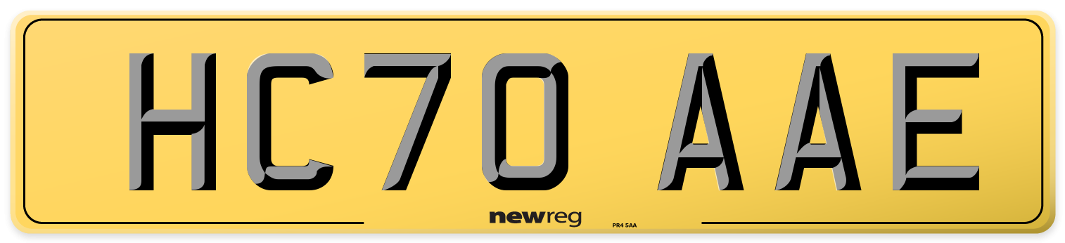 HC70 AAE Rear Number Plate