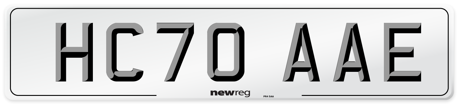 HC70 AAE Front Number Plate