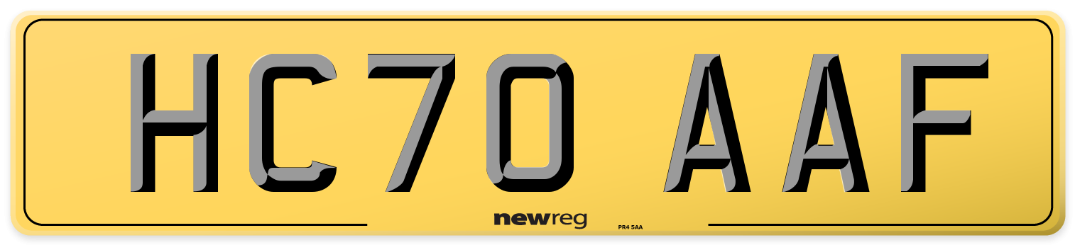 HC70 AAF Rear Number Plate