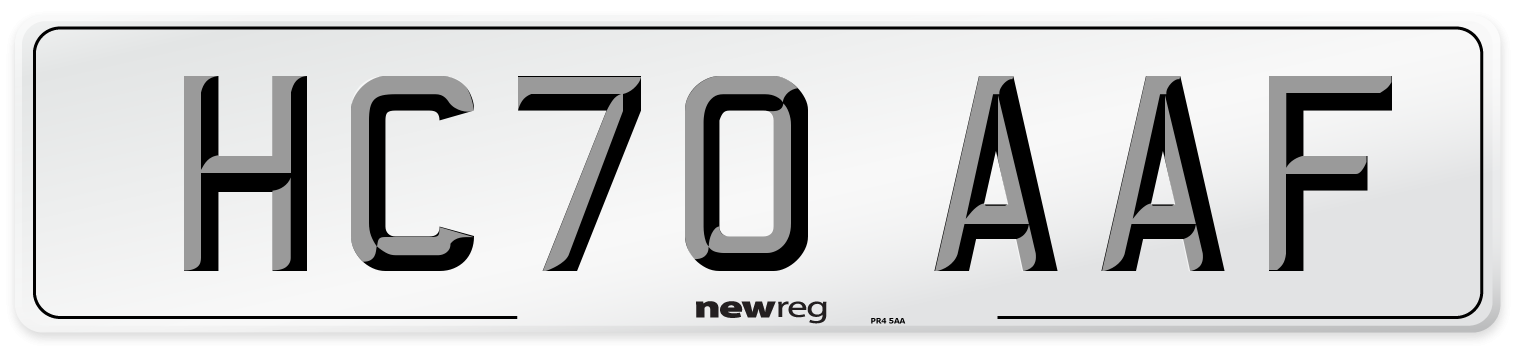 HC70 AAF Front Number Plate