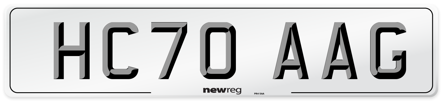 HC70 AAG Front Number Plate