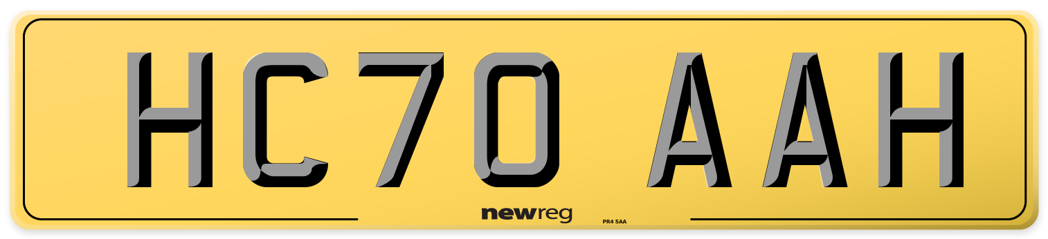 HC70 AAH Rear Number Plate