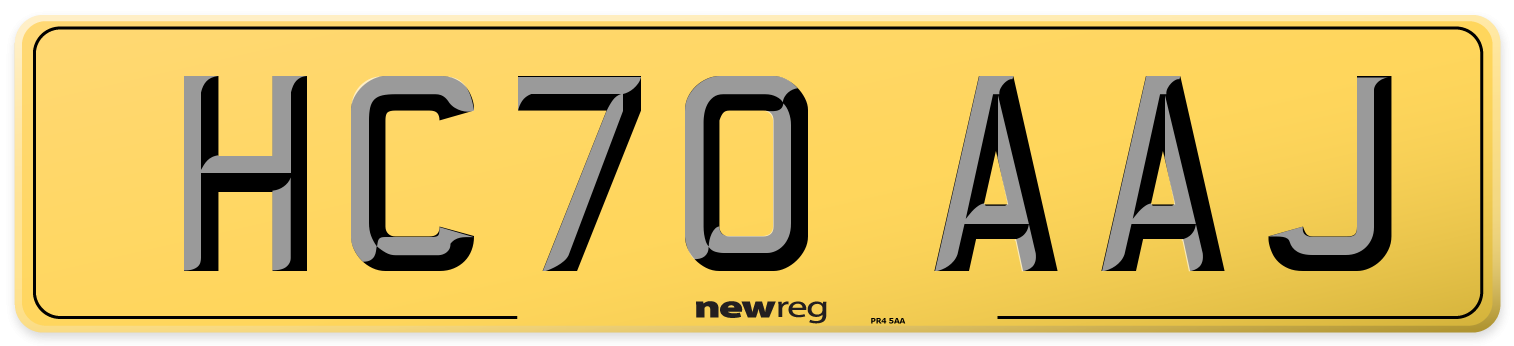 HC70 AAJ Rear Number Plate