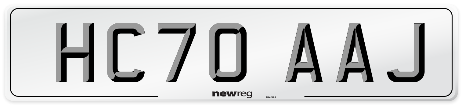 HC70 AAJ Front Number Plate