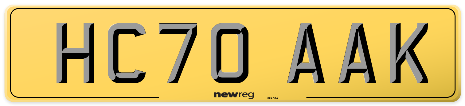 HC70 AAK Rear Number Plate