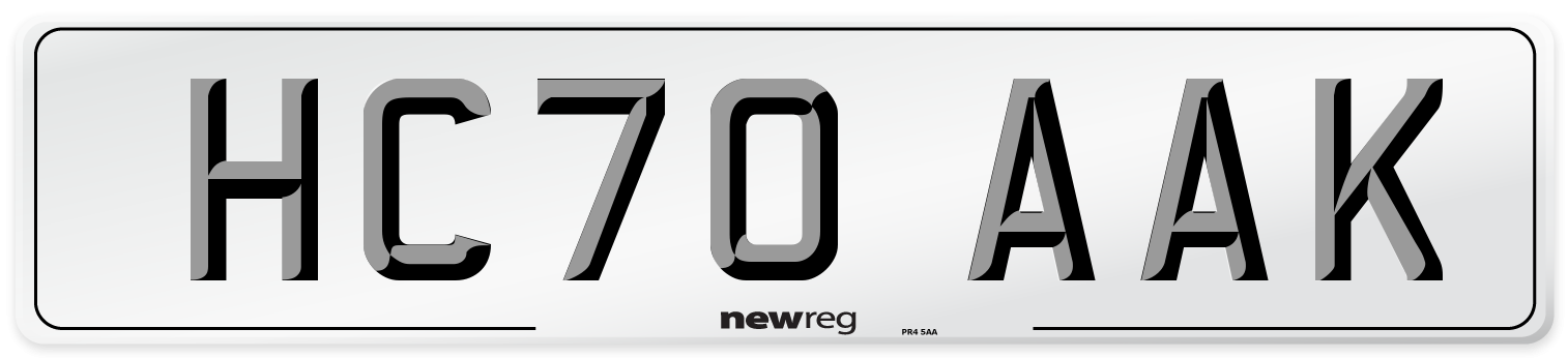HC70 AAK Front Number Plate